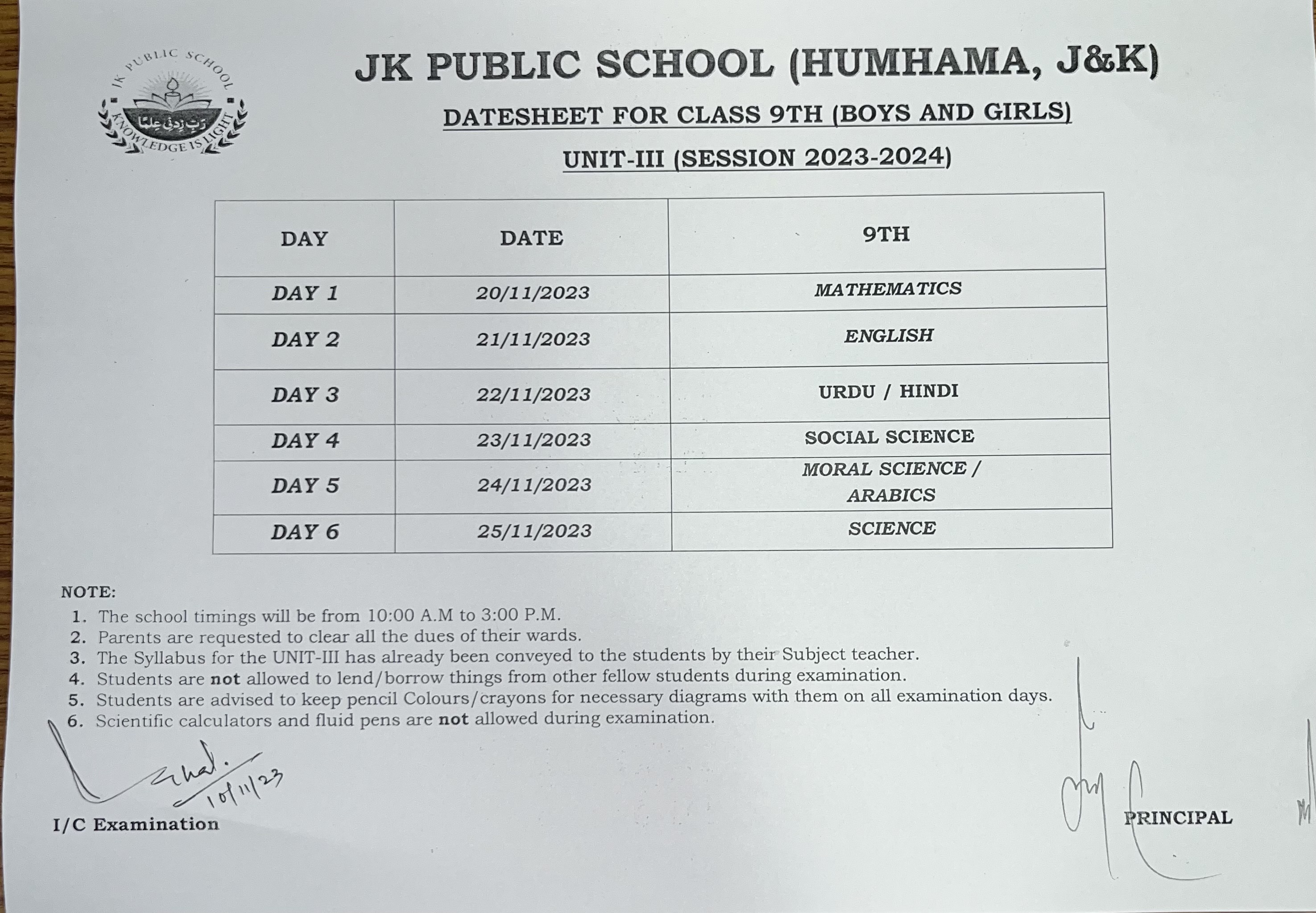 jk public school assignment class 9th